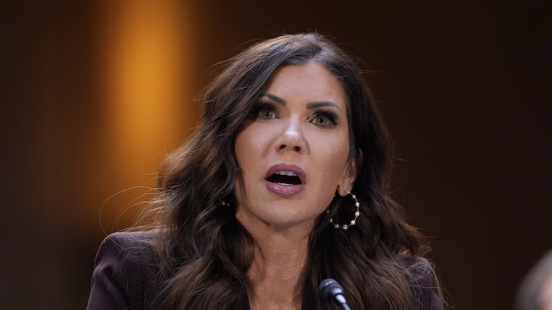 FILE - Homeland Security Secretary Kristi Noem appears for an oversight hearing before the...